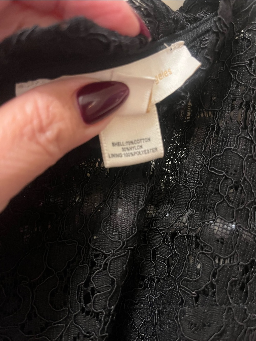Monteau Los Angeles Black Lace Peplum Top Womens Sz M Lg Sleeve Romantic Blouse - Picture 9 of 10